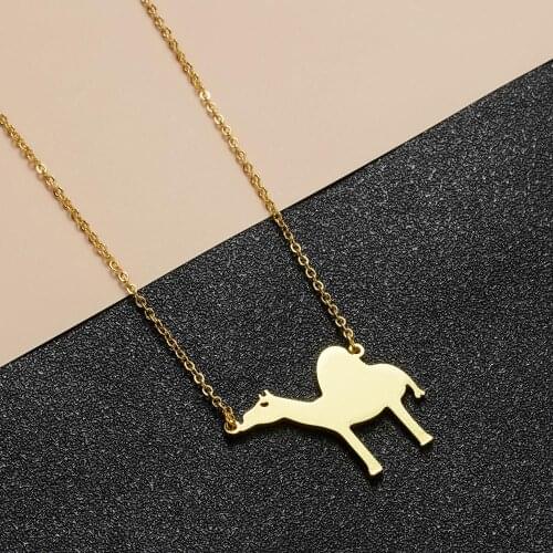 CHENGXUN Dromedary Arabian Camel Silhouette Shaped Pendant Necklace in Silver Color Minimalistic Handmade Animal Jewelry