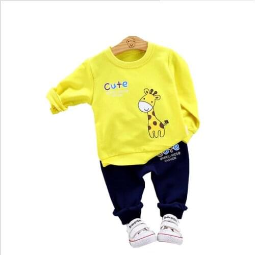 Spring Autumn Child Baby Boys Clothing Sets Cotton O-Neck Full With Deer Print T-shirt Pants 2pcs Kids Clothes Suits Tracksuits