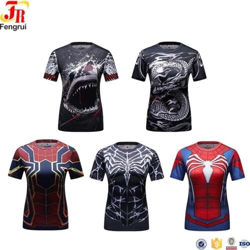 Summer Short Sleeve O-neck Tshirt Women Rashguard High Elastic Compression Shirt Fitness Tights Women Tee Shirt