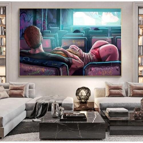 Graffiti Art Sexy Women Lover Canvas Painting Wall Art Nude Posters Prints Wall Pictures for Living Room Home Cuadros Decoration
