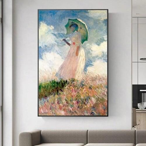 Impressionist Famous Home Decoration Canvas Paintings Claude Monet Woman With a Parasol Wall Art ReproductionsCanvas Art Prints