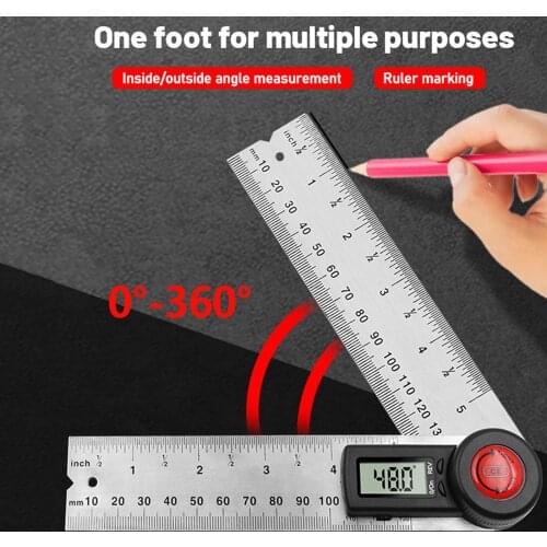Angle Inclinometer Digital Meter Measuring Tools Ruler Protractor LCD Display With Hold 0-130mm Stainless Steel