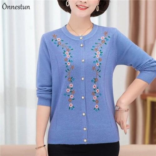 O Neck Cardigans Sweater Women Autumn Single-breasted Sweater Top Femme Korean Fashion Floral Female Cardigan