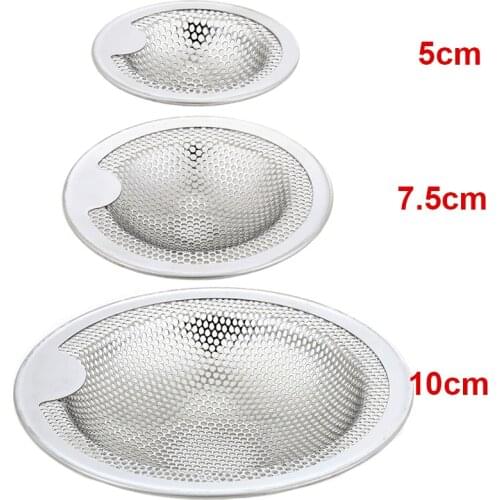 Kitchen Stainless Steel Mesh Sink Strainer Drain Hole Filter Food Slag Trap Filter Cleaner Bathroom Hair Catcher Stopper Plugs