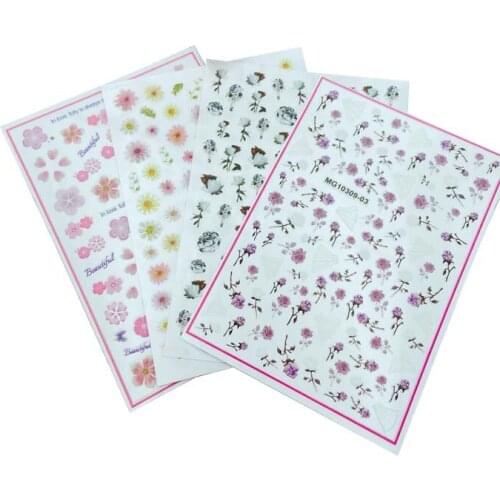 DIY Japanese Style Light Thin Traceless Nail Stickers Back Glue Adhesive Fingernail Decals Spring Flowers Manicure Nail Art Girl