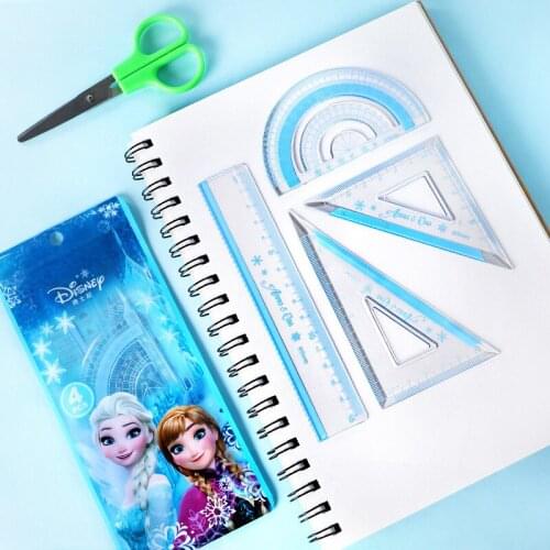 Disney Frozen Transparent Ruler Set Cute Square Drawing Ruler Test Ruler Set Childrens Creative Painting School Supplies Gift