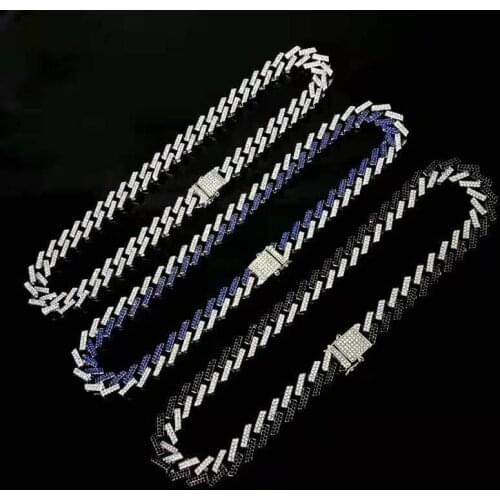 Rock Hiphop Bling Iced Out Zircon Cuban Full Pave Rhinestone Mens Necklace Gold Necklaces for Women Jewelry Gifts Jewelry Set