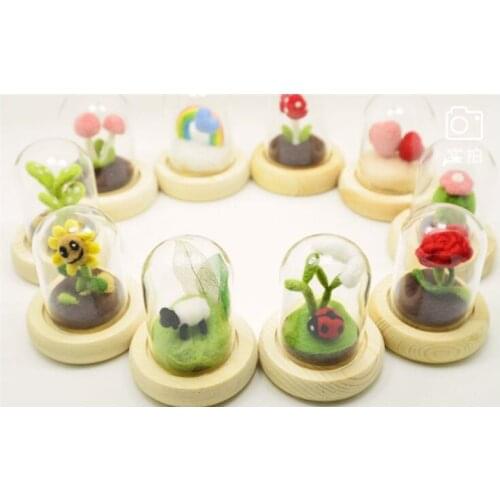 Creative glass cover wool needlepoint kit wool felt needle felting Decoration craft needlecraft DIY handmade