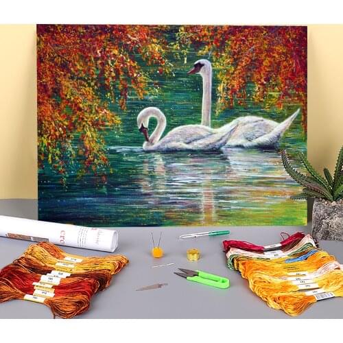 Natural Scenery Devotion Printed Water-Soluble Canvas 11CT Cross-Stitch Full Kit Embroidery DMC Threads Hobby Craft Magic