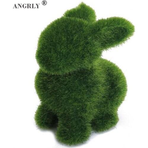 Novelty Handmade Artificial Turf Grass Animal Easter Rabbit Home Office Ornament Room Office Decor Easter Bunny Handiwork Gift