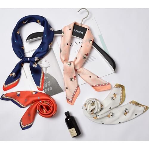 NEW Women Square Silk Scarves Many Colors Printed Small Silk Neckerchief For Ladies Girls Bag Bandage Silk Hair Scarf 70*70cm