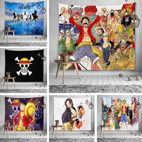 New One Piece Tapestry Dormitory Background Fabric Japanese Cartoon Anime Peach Skin Bedroom Tapestry Luffy Wall Cloth