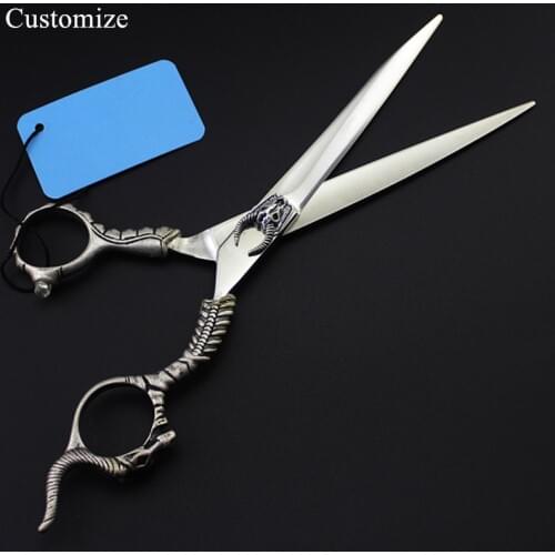 Customize japan steel 7 inch Retro Sheepshead Pet dog grooming hair cutting scissors barber makas shears hairdressing scissors