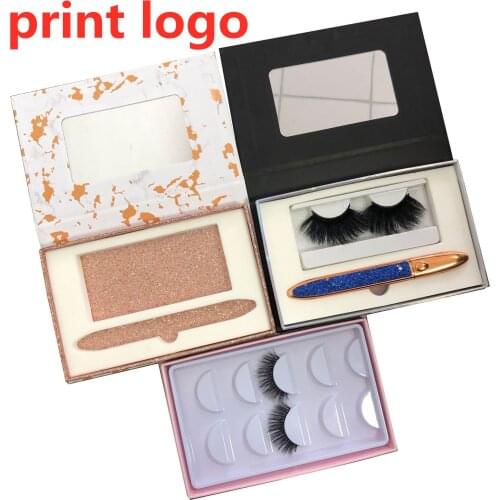 Wholesale Eyelash Empty Box Lashes Case Eyelashes Packaging Box print logo Five pairs or one pair with eyeliner Eyelash box