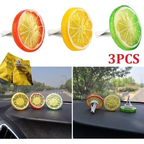 3PCS Interior Accessories Car Perfume Air Freshener Lemon Shape Fragrance Orange Fruit Scent Automobile Car Air Vent Clip Access