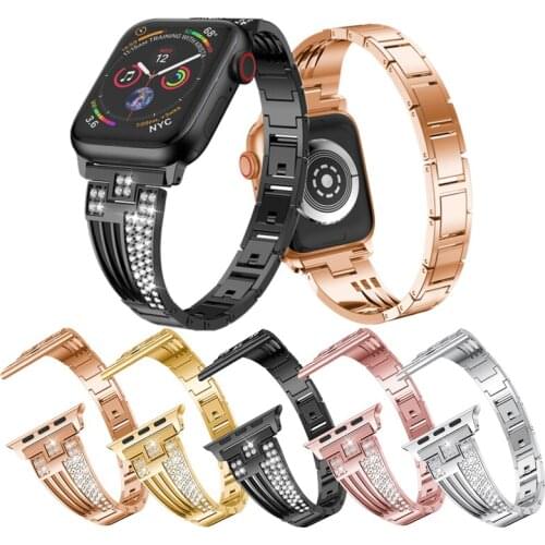 Luxury Diamond Watchband Strap For Apple Watch Band Series 6 5 4 3 2 1 44mm 40mm 42mm 38mm Replacement Strap for iWatch Bracelet