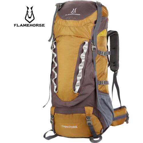 80L outdoor mountaineering bag waterproof nylon backpack large capacity travel backpack detachable bracket