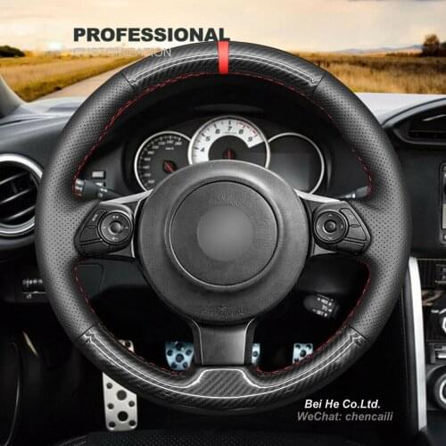 DIY Hand Stitching PU Carbon Fiber Black Leather Car Steering Wheel Cover for Toyota 86