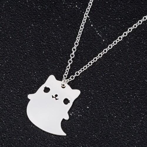 Hfarich Unique Dainty Ghost Necklaces Pendants Sweater Chain Necklaces Women Girls Party Wear 2021