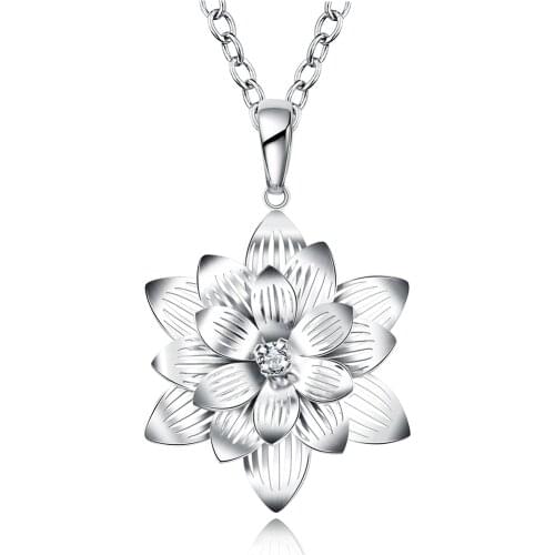 ZEMIOR Hollow Out Flower Pendant Necklaces For Women Clear Cubic Zirconia White Romantic Necklace Girl Wedding Fashion Jewelry