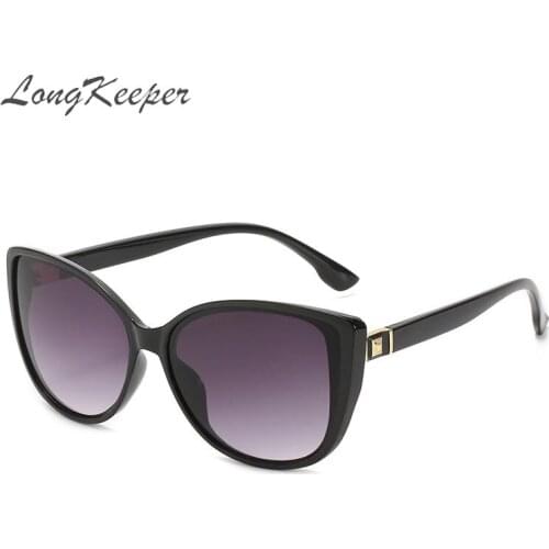 LongKeeper Vintage Cat Eye Sunglasses Women 2021 Fashion Brand Design Gradient Sun Glasses For Driving Metal Decorate Oculos