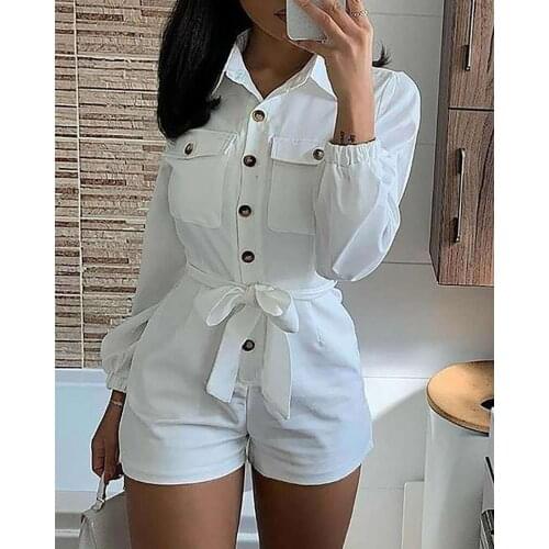 Jumpsuit Women Summer 2021 One Piece White Short Rompers Enterizos Mono Corto Mujer Salopette Donna Combinaison Femme Combishort