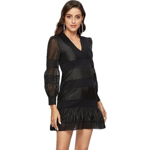 Spring Summer Mini White Dress Ladies Long Sleeve Empire Bodycon Wrap Woman Dress Black Brand Designer Runway Retro Dress 2020