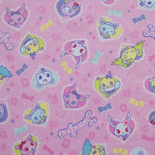 1 yard Cotton Cartoon Canva Fabric for sewing pathwork, bedding, hadmaking- Jewelpet (width=145cm)