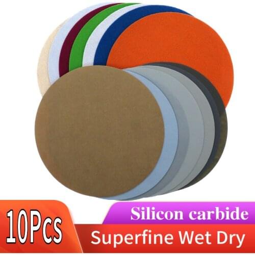 10PCS 7 Inch Flocking Waterproof Sandpaper Sanding Disc 800 to 10000 Grits Hook and Loop Wet & Dry for Sanding Polishing