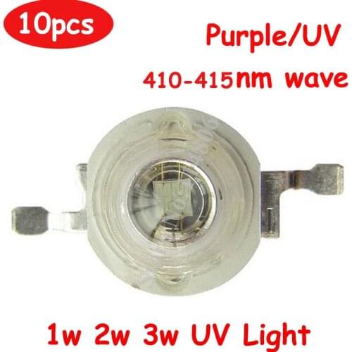 10pcs/lot Full Power 1W 2W 3W 45mil Chip UV/Purple Ultraviolet 410~415nm 600-700mA LED Light Lamp Chip