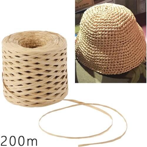 200 Meters Natural Wrapping Paper Hemp Rope Raffia Paper Ribbon Craft Gift Packaging Ribbon Easter Party Wedding Diy Decoration