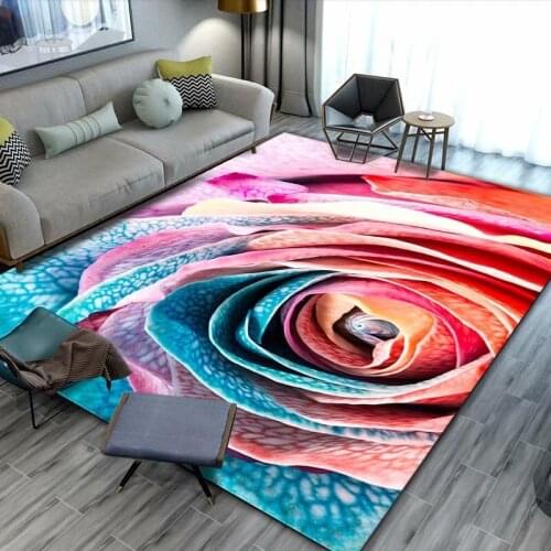 3D Romantic Rose Area Rugs Parlor Floor Mat Soft Flannel Valentines Day Home Rug Wedding Decorative Big Carpets for Living Room