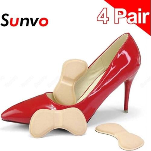 4 Pairs Soft Heel Liner Insoles Pad for Women High Heels Shoes Sticker Foot Pain Relief Feet Care Patch Cushion Grips Inserts