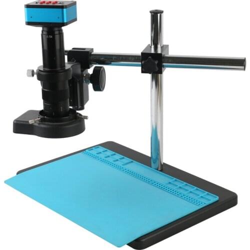 4K 12MP 1080P USB HDMI Industrial Lab PCB Soldering TF Video Microscope Camera + 180x 300x C Mount Lens + 144 LED Ring Light