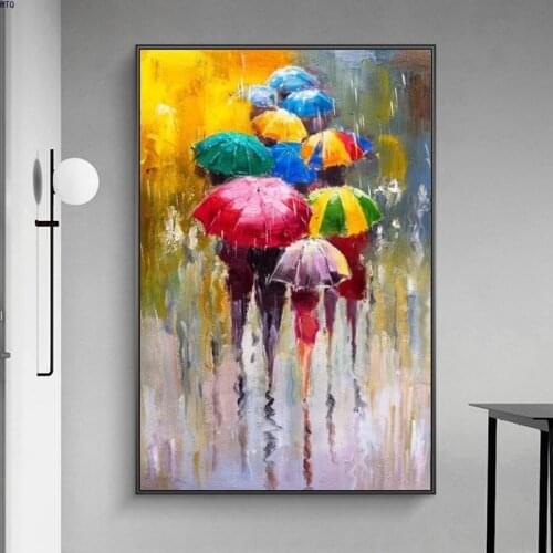 Abstract Girls Holding Umbrella Print on Canvas Art Posters and Prints Modern Art Wall Canvas Painting Pictures Home Decoration