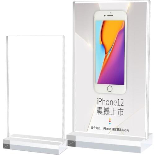 Acrylic A4 Standing Display Stand Desktop Advertising Price Brand Double-sided Transparent Menu Price Catalog Customization