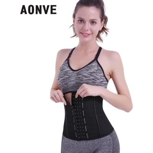 Aonve 9 Steel Bone Latex Waist Trainer Women Belly Slimming Belt Body Shaper Modeling Strap Waist Cincher Black Nude Underwear