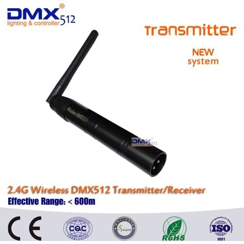 Free shipping Wireless DMX512 Male XLR Transmitter 2.4G ISM DMX512 LED Lighting for Stage PAR Party Light with Antenna 2 in 1