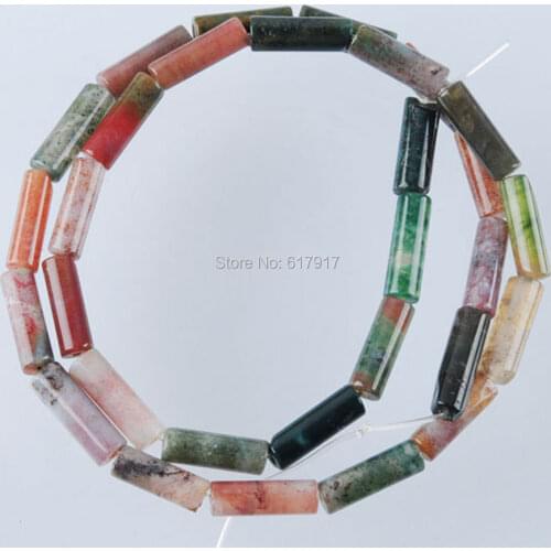 Agates Gem stone Cylindrical Loose Spacer Beads 15.5" Strand 4x13mm Jewelry Making TG3237
