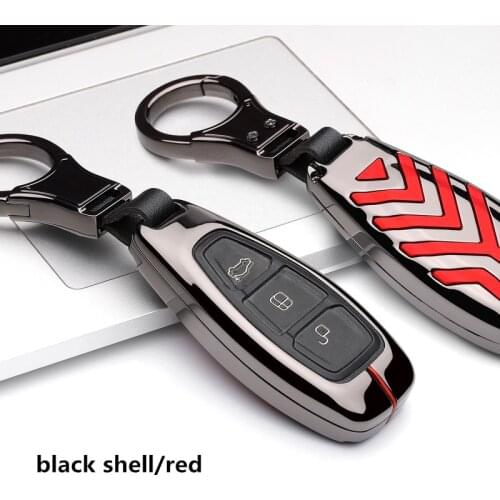 Zinc Alloy Stripe Car Key Cover For Ford Fiesta Focus 3 4 Mondeo Ecosport Kuga Focus ST Auto Smart Remote Key Case Accessories
