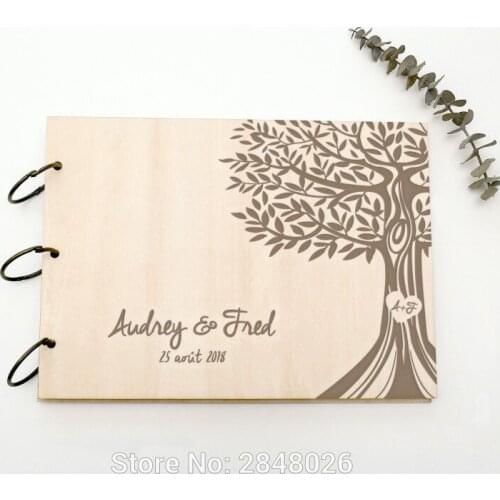 Rustic engraved Tree wedding guestbook,Custom Mr & Mrs wooden Wedding guest book, personalized family tree photo album