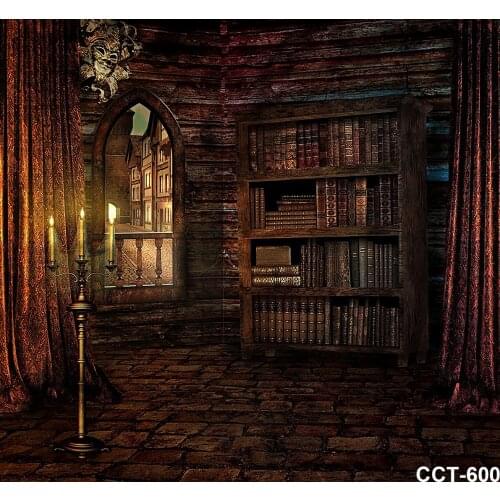 Retro Rustic Wooden Bookshelf Backdrop Library Bookcase Photography Background School Office Conference Wedding Portrait Photos