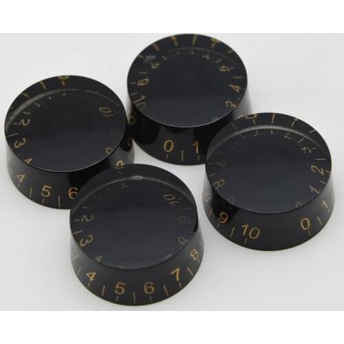 KAISH 4x LP Guitar Control Knobs Black w/ Gold Letters Speed Dial Knob for SG Les Paul