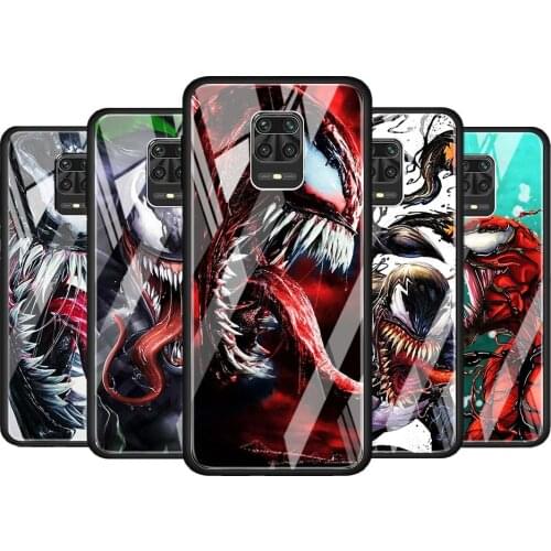 Venom Marvel cool for Xiaomi Redmi Note 10 Pro Max 10S 9T 9S 9 8T 8 7 Pro 5G Luxury Tempered Glass Phone Case Cover
