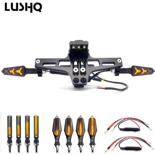 CNC Motorcycle License Plate Bracket holder Adjustable Flow LED For KTM duke 690 1290 super adventure exc 300 duke 390 rc 390