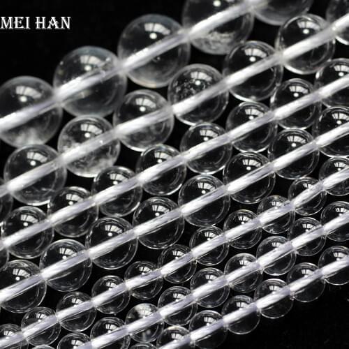 Meihan natural white crystal quartz 6mm 8mm 10mm 12mm smooth round beads stone for jewelry making design DIY bracelet
