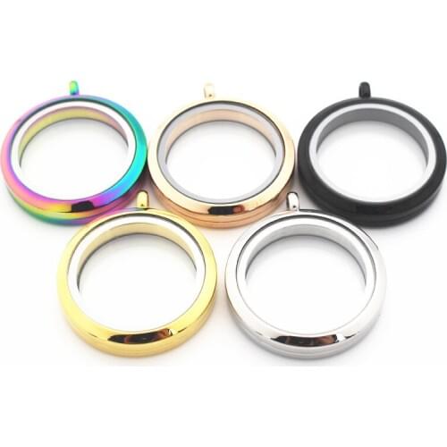 Mixs 5pcs/lot 25mm 30mm 5 Colors Stainless Steel Twist Round Living Glass MemoryFloating Locket Pendant DIY Jewelry
