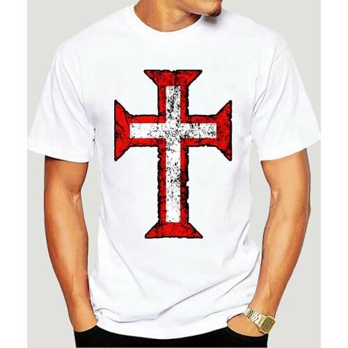 Men Order Of Christ Cross Templar Christian Portugal Eroded Knight Templar T Shirts Deus Vult T-Shirt Cotton Short Sleeve-5503A