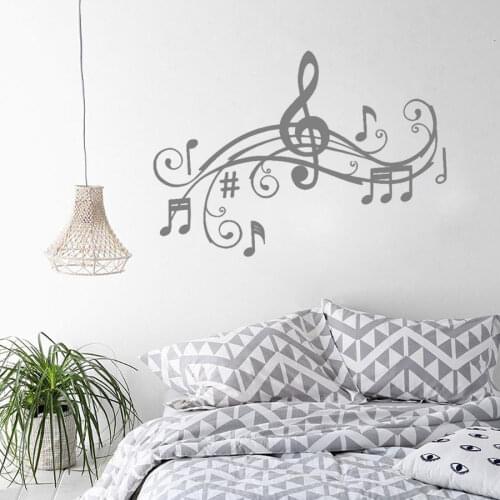 Musical Wave Music Notes Art Living Room Decoration Wall Sticker Fashion Poster Mural Vinyl Art Design Decals CX1130