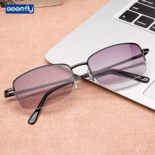 Seemfly Vintage Fashion Sunglasses Reading Glasses Comfortable Elderly Outdoor Driving Fishing Sunshades Presbyopic Glasses Men